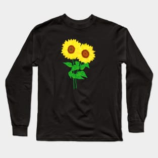 Sunflower Duo (Black Background) Long Sleeve T-Shirt